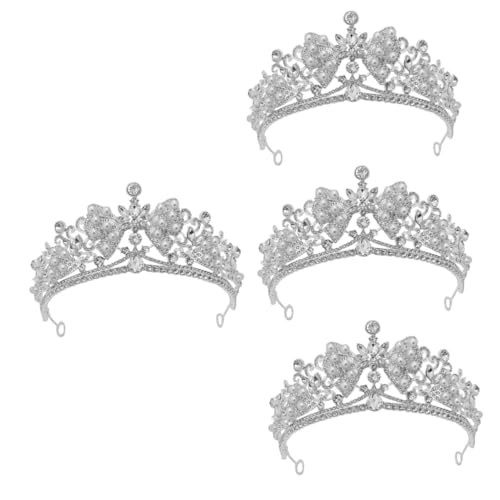 VICASKY 4 Stück Braut Tiara mit Funkelnden Strasssteinen und Perlen Verstellbares Hochzeits Haarband für Frauen für Hochzeit Party und Besondere Anlässe Verarbeitet und Langlebig von VICASKY