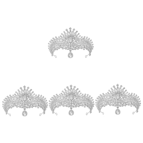 VICASKY 4 Stück Braut Tiara mit Strasssteinen Silberne Damen Krone für Hochzeit Prom und Festliche Anlässe Funkelndes Diadem Handliches Brautschmuck Accessoire für Besondere von VICASKY