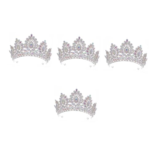 VICASKY 4 Stück Brautkrone mit Funkelnden Ab Strasssteinen Leichtes Legierungsdiadem für Damen Glamouröses Haaraccessoire für Hochzeit Party Abschlussball und Festliche Anlässe von VICASKY