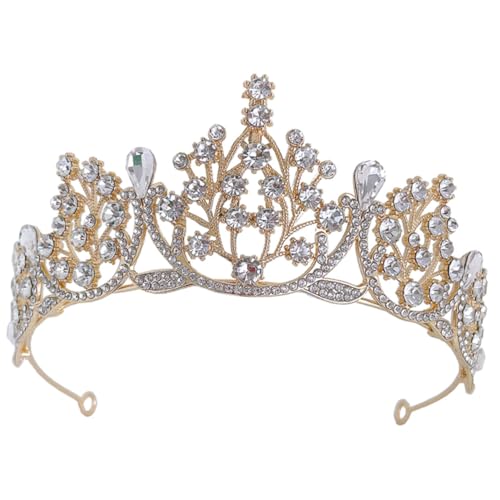 VICASKY 4 Stück Brautkrone mit Strasssteinen Leichter Haarschmuck für Frauen und Mädchen Geeignet für Hochzeit Geburtstag Party Abschlussball Einstellbare Gold Weißes Diadem von VICASKY