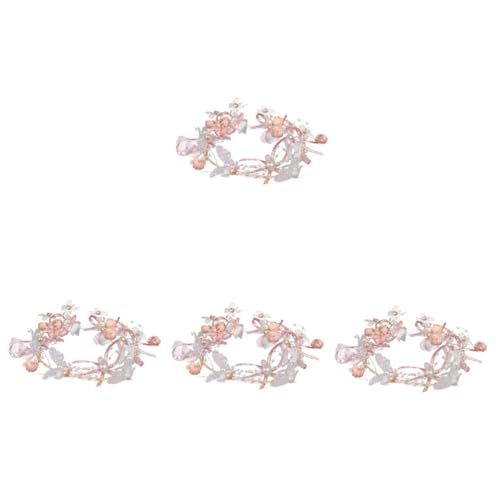 VICASKY 4 Stück Damen Haarband Blumenkranz mit Schmetterling Dekoration Leichtes Bequemes Stirnband für Hochzeit Braut und Mädchen Farbenfroher Haarschmuck für Festliche Anlässe von VICASKY