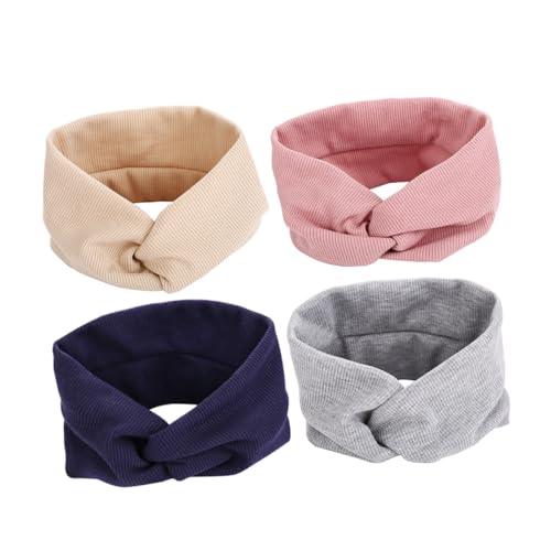 VICASKY 4 Stück Damen Sport Haarband Elastisch mit Schraubgewinde und Kreuzdesign Modisches Fitness Stirnband für Yoga und Alltag Rutschfest in Khaki Blau von VICASKY