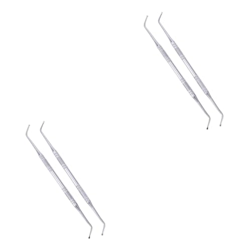 VICASKY 4 Stück Edelstahl Nagelhaut Entferner Doppelkopf Nagelreiniger Löffel Nagelschieber Fußpflege Werkzeug Tragbar Sicher und Professionell für Eingewachsene Zehennägel und Maniküre von VICASKY