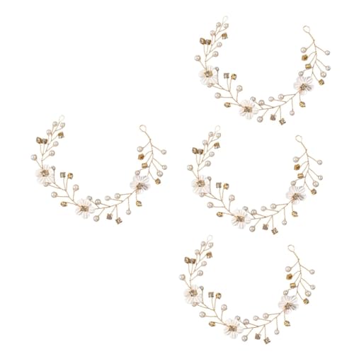VICASKY 4 Stück Eleganter Braut Haarschmuck Weißes Blumen Haarband mit Perlen Hochzeit Haarkranz für Damen Brautjungfern Party Festliche Anlässe von VICASKY