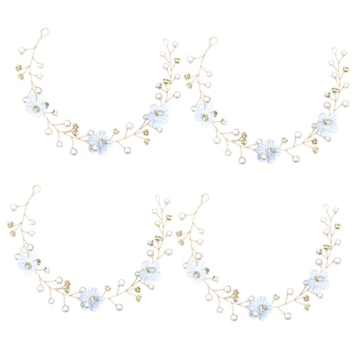 VICASKY 4 Stück Eleganter Braut Haarschmuck Weißes Blumen Haarreif mit Perlen Haarkranz für Hochzeit Hochzeitsgäste Damen und Braut Accessoire für Formelle Anlässe von VICASKY