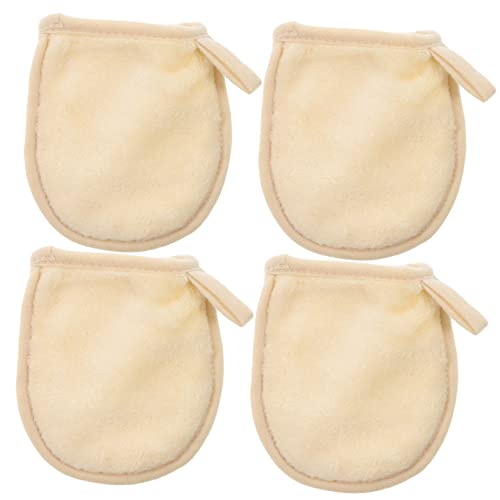 VICASKY 4stücke Gesichtsreinigungshandschuhe Make-up Entferner Puff Kosmetische Pulver Reinigung Handschuhe Weiß Waschbar Wiederverwendbar Puderquasten Für Make-up-entfernung von VICASKY