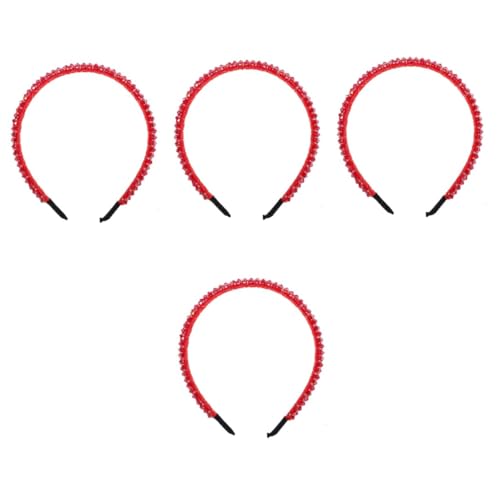 VICASKY 4 Stück Glitzerndes Stirnband Rot Glitzerndes Haarband Damen Glänzendes Haarschmuck für Hochzeit Party Alltag von VICASKY