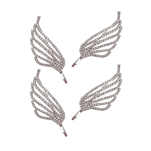VICASKY 4 Stück Haarnadel Haar Strass Haarspangen Mit Engelsflügeln Haarschleifen Für Mädchen Haargummis Für Damen Haargummis Mit Strasssteinen Haarnetz Haarschmuck Silver Zinklegierung von VICASKY
