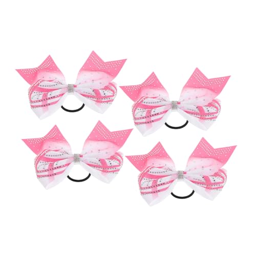 VICASKY 4 Stück Haarschmuck Haarspange Blumenmädchen Haar Accessoire Jubeln Bögen Masse Jubelschleife Mit Strasssteinen Funkelnde Schleifen Für Mädchen Jubel Bogen Rosa Polyester von VICASKY