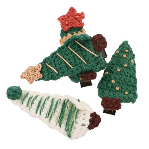 VICASKY 4 Stück Haarspange Haarschmuck Clips Stifte Weihnachts-Schnapphaarspangen Baum weihnachts haarschmuck weihnachts deko Weihnachtshaarspangen Urlaub Haarspangen Garn von VICASKY