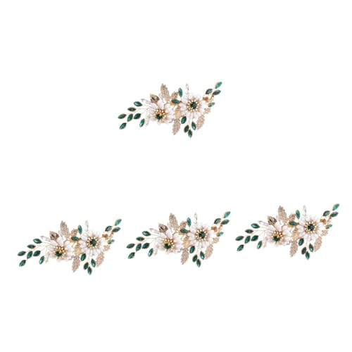 VICASKY 4 Stück Handgefertigte Perlen Haarklammer Blumen Design Braut Haarschmuck für Hochzeit Festliche Frisuren Damen und Mädchen von VICASKY