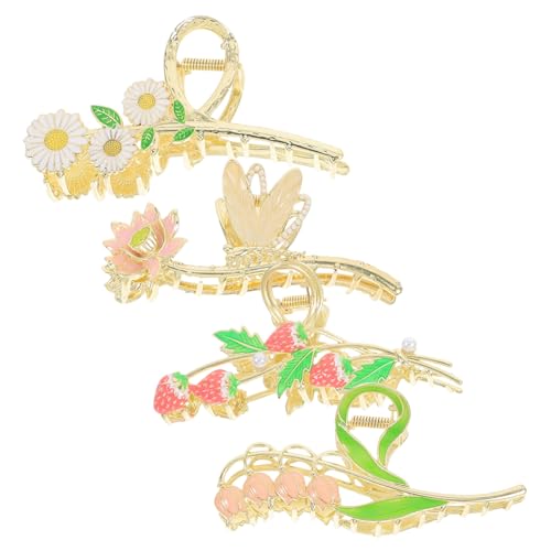 VICASKY 4stücke Blumen-haarklammern Fürs Haar Große Haarklammern Für Frauen Haarschmuck Aus Legierung Slip Dekorative Für Dickes Frauenhaar von VICASKY