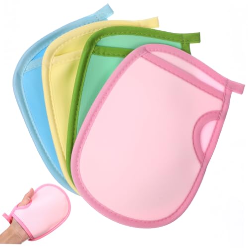 VICASKY 4 Stück Handschuh Badetuch Reinigungsmittel Fausthandschuh Körperwäscher Duschreiniger Duschhandschuhe Peeling Körperbürste Schrubbhandschuh Peelende Handschuhe Hände Waschen Pva von VICASKY