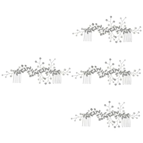 VICASKY 4 Stück Hochzeit Haarkamm mit Perlen und Kristallen Eleganter Brautschmuck für Bräute und Hochzeitsgäste Sicherer Sitz Komfortabel für Hochzeitsfeier Party und Abendveranstaltungen von VICASKY