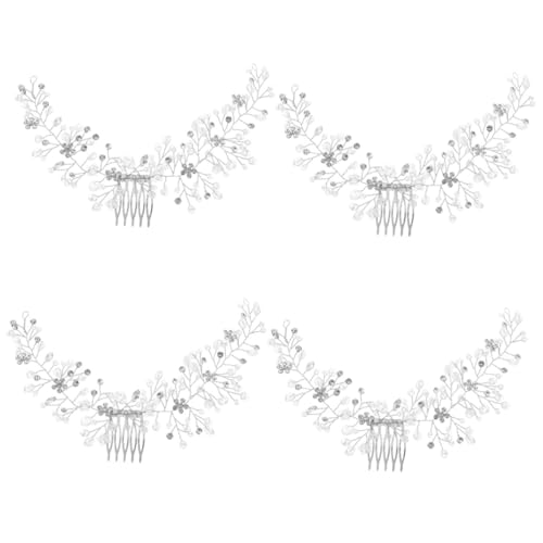 VICASKY 4 Stück Hochzeit Haarschmuck Haarreif mit Strasssteinen Handgefertigter Braut Haarschmuck für Frauen Komfortabler Metallischer Haarreif mit Kamm für Braut und Festliche Anlässe von VICASKY
