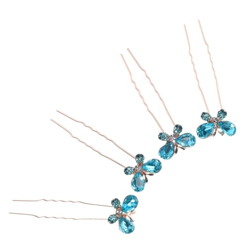VICASKY 4stücke U-förmige Strass-schmetterling Haarnadeln Elegante Haaraccessoires Für Braut Und Hochzeit Funkelnde Haarklammern Für Damen Hochzeitsdeko-haarzubehör von VICASKY