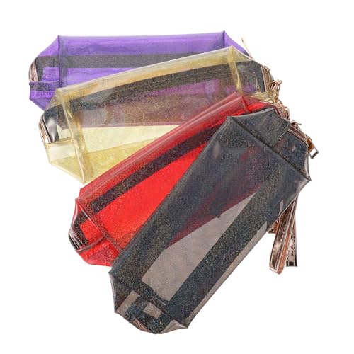 VICASKY 4 Stück Iridescent Transparente Kosmetiktasche Leichte Kulturtasche mit Großem Fassungsvermögen Vielseitige Schminktasche für Reisen und Alltag Modischer Make Up Organizer von VICASKY