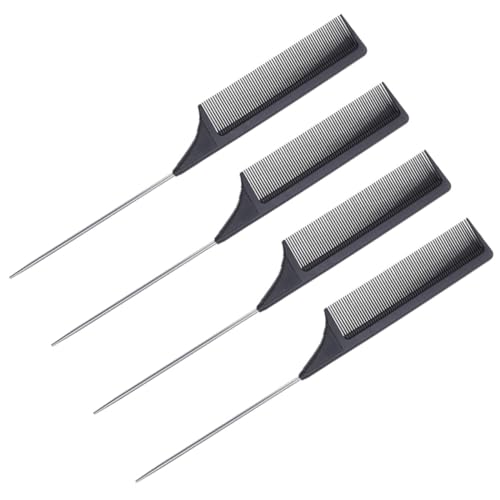VICASKY 4 Stück Kamm Männer Haarnadel aus Metall Friseurkämme Friseurwerkzeug Zubehör für die Haarpflege Haarschneidekämme Styling-Haarkämme Kohlefaser Black von VICASKY