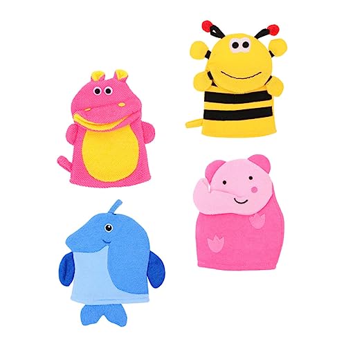 VICASKY 4 Stück Kinderbadetuch Peeling Badehandschuhe Peeling Duschtuch Duschhandschuhe Peeling Handschuh Peeling Handschuhe Kleinkinder Handtücher Handschuhe Für Schwamm von VICASKY
