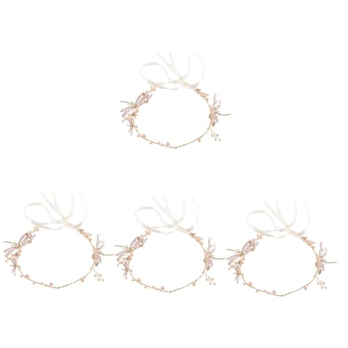 VICASKY 4 Stück Perlen Haarband mit Filigranem Libellen Design Handgefertigtes Braut Haarschmuck für Hochzeit Kommunion und Festliche Anlässe Leichtes Stirnband für Damen und Mädchen von VICASKY