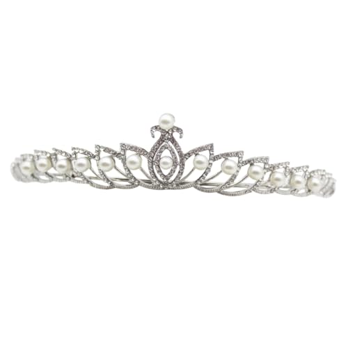 VICASKY 4 Stück Perlenkrone Haarschmuck Hochzeit Braut Stirnband mit Strasssteinen Stabiler Metallkamm Weißer Brautschmuck für Frauen und Mädchen Geeignet für Hochzeitsfeier Verlobung und von VICASKY