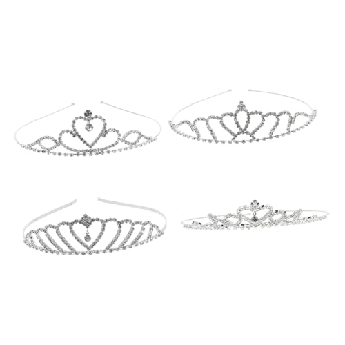 VICASKY 4 Stück Prinzessinnen Haarband Kleine Mädchen Stirnbänder Cosplay Krone Mädchen Geburtstagskrone Hochzeitskönigin Krone Für Strass Tiara Kopfschmuck von VICASKY