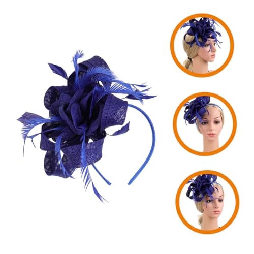 VICASKY 4 Stück Retro Fascinator Haarreif Damen Mesh Garn Kopfschmuck für Tea Party Hochzeiten Cocktail Festliche Anlässe Blaue Farbnuance von VICASKY