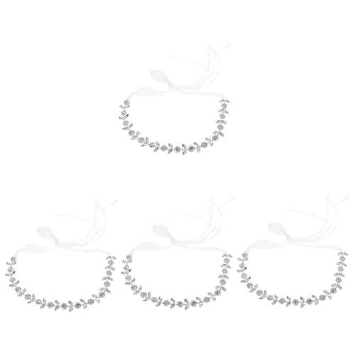 VICASKY 4 Stück Rhinestone Braut Stirnband Damen Haarreif Silber Hochzeit Haarschmuck Leicht Verstellbar Für Brautjungfern Geburtstagsfeiern Festliche Anlässe von VICASKY
