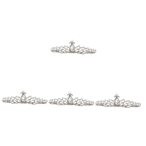 VICASKY 4 Stück Roségold Brautkrone mit Perlen und Strassbesatz Diadem Haarreif für Hochzeit Partys und Besondere Anlässe Komfortables Modisches Accessoire für Frauen von VICASKY