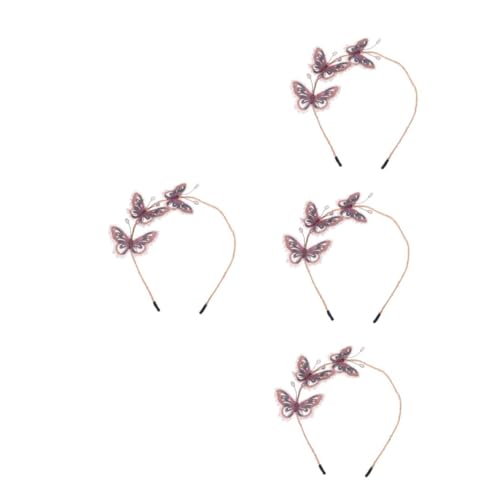 VICASKY 4 Stück Schmetterling Haarband Damen Retro Stoff Haarreif mit Bestickten Schmetterlingen Dekoratives Leichtes und Komfortables Haarschmuck Accessoire für Party Karneval und Alltag von VICASKY