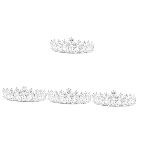 VICASKY 4 Stück Silberne Perlenkronen Tiara Braut Haarband mit Strahlenden Zirkonia Hochzeitsdiadem für Frauen Geburtstags und Festtagskopfschmuck Feines Design Einfach zu Tragen von VICASKY