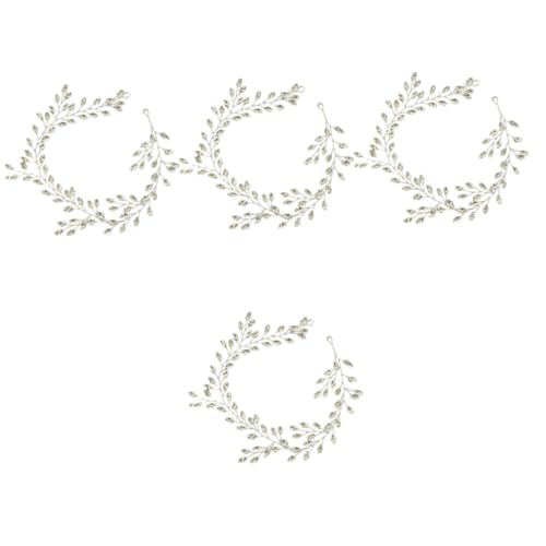 VICASKY 4 Stück Silbernes Weiches Haarband für Frauen Hochzeit Haarschmuck Braut Stirnband Eleganter Haarreif Brautschmuck Leichtes Design Komfortabel für Hochzeit Brautjungfern von VICASKY