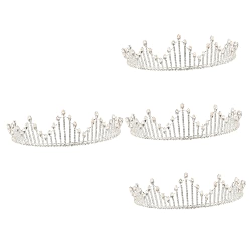 VICASKY 4 Stück Strasskrone Silber für Damen Hochzeitsdiadem Braut Haarschmuck Glänzend Party Geburtstagsfeier Zubehör von VICASKY