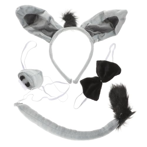 VICASKY 4 Stück Teiliges Donkey Headband mit Ohren Fliege Nase und für Lustiges Esel Kostüm Zubehör für Halloween Karneval Kostümparty und Geburtstagsfeiern von VICASKY