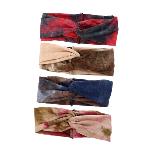 VICASKY 4 Stück Teiliges Elastisches Yoga Stirnband Damen Weiches Atmungsaktives Sport Haarband mit Kreuzknoten Rutschfest Schweißabsorbierend Vielseitig für Laufen Training und Outdoor von VICASKY