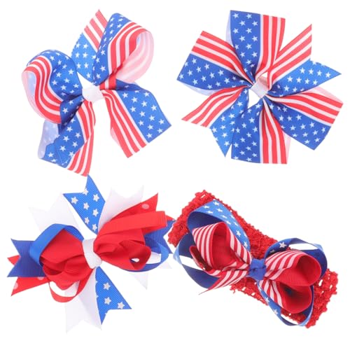 VICASKY 4 Stück Teiliges Haarschleifen Haarklammern mit Schleifen Design für Unabhängigkeitstag Festlich Vielseitig Einsetzbar Passend für Verschiedene Frisuren und Outfits von VICASKY