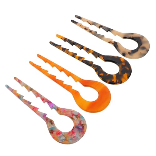 VICASKY 4 Stück Teiliges Haarstab aus Acetat U Förmige Haarnadeln für Damen Rutschfeste Haarnadeln zum Sicheren Fixieren von Dutts Eleganter Haarschmuck für Vielseitige Frisuren von VICASKY