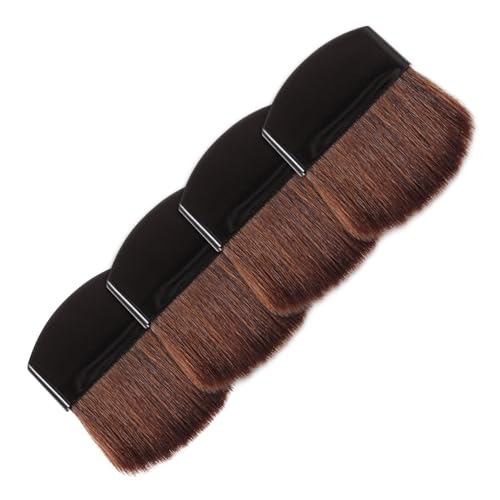 VICASKY 4 Stück Teiliges Kleines Makeup Pinsel für Frauen Flacher Puder und Pinsel mit Weichen Braunen Borsten Langlebig und Vielseitig für Präzises Auftragen von Highlighter und von VICASKY