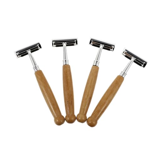 VICASKY 4 Stück Teiliges Manuelle Bart Rasierer mit Ergonomischem Bambusgriff Langlebig aus Edelstahl Leicht zu Reinigen für Präzise Nass und Trockenrasur als für Herren VICASKY 4 Stück Teiliges Manuelle Bart Rasierer mit Ergonomischem Bambusgriff Langlebig aus Edelstahl Leicht zu Reinigen für Präzise Nass und Trockenrasur als für Herren von VICASKY