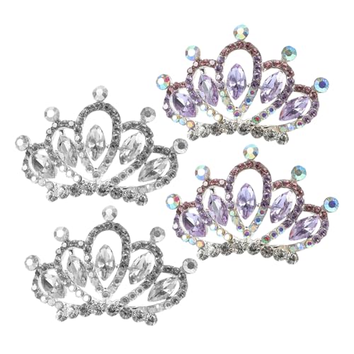 VICASKY 4 Stück Teiliges Mini Tiara Haarkamm mit Strasssteinen Kleine Haarschmuck für Hochzeit Braut Party und Festliche Anlässe Eleganter Brautschmuck für Damen und Mädchen von VICASKY