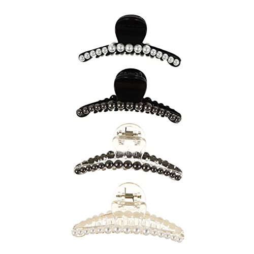VICASKY 4 Stück Teiliges Perlen Haarklammern Rutschfeste Robuste Kieferclips mit Glatter Unterseite Geeignet für Dickes und Dünnes Haar Haaraccessoires für Frauen und Mädchen von VICASKY