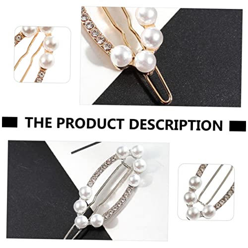 VICASKY 4 Stück Teiliges Perlen Haarklammern mit Funkelnden Strasssteinen Geometrisches Design Elastische Haarspangen für Damen Eleganter Haarschmuck für Hochzeit Party und Alltag Gold von VICASKY