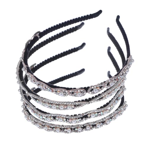 VICASKY 4 Stück Teiliges Perlen haarreif Elegantem mit Funkelnden Strasssteinen Modische Haarschmuck accessoires für Frauen und Mädchen Geeignet für Alltag Partys und Hochzeiten von VICASKY