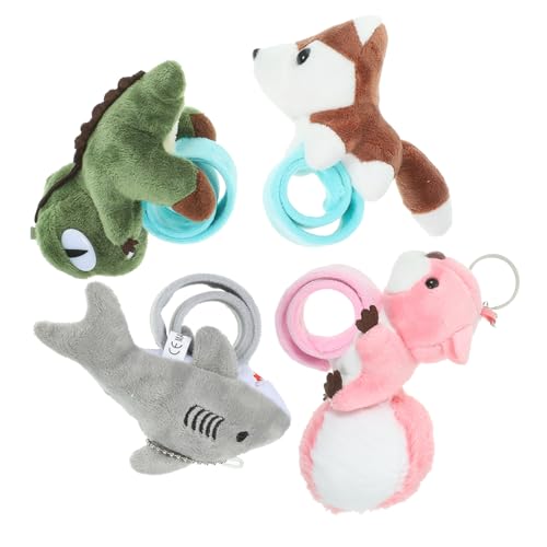 VICASKY 4 Stück Teiliges Plüsch Schnapparmband mit Tiermotiven Kuscheliges Stofftier Armband für Cartoon Stil Handgelenkschmuck Leicht und Kompakt als für Geburtstage und Halloween von VICASKY