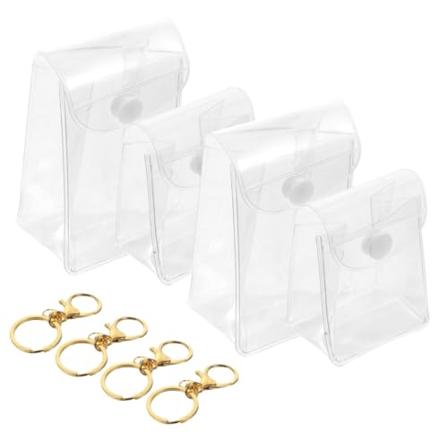 VICASKY 4 Stück Teiliges Transparente PVC Mini aufbewahrungstaschen mit Schlüsselanhänger Kompakte Lippenstift Lippenbalsam Organizer Praktische Münzgeldbörse für Damen Tragbare von VICASKY