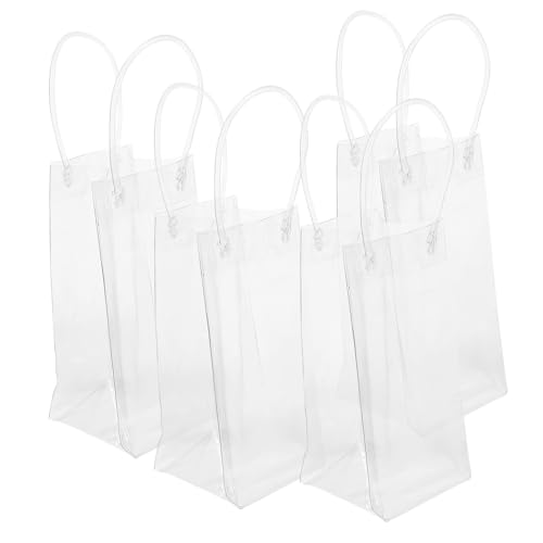VICASKY 4 Stück Teiliges Transparente PVC handtaschen für Weinflaschen Wiederverwendbare wasserdichte Geschenktragetaschen für Outdoor und Haushalt Leicht Strapazierfähig und Elegant von VICASKY