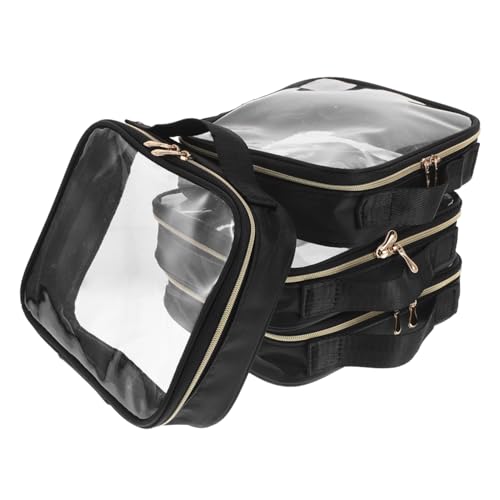 VICASKY 4 Stück Teiliges Transparentes PVC Kulturbeutel mit Reißverschluss wasserdichte Kosmetiktasche mit Henkel Tragbarer Waschbeutel für Damen als Reise und Make Up Organizer von VICASKY