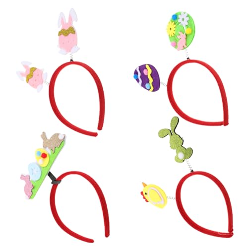 VICASKY 4 Stück Themen Haarreifen Lustige Hasenohren und Eierdesigns für Partys Cosplay und Fotoshootings Perfektes Accessoire für Festliche Anlässe von VICASKY