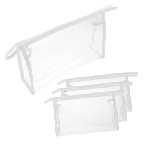 VICASKY 4 Stück Tragbare Kosmetiktaschen Für Reise Kulturbeutel PVC 20x11.5x5cm Faltbar Transparent Für Damen Und Herren Toilettenartikel Organizer von VICASKY