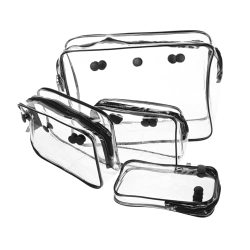 VICASKY 4 Stück Transparente Kosmetiktaschen Teiliges mit Reißverschluss Leichte wasserdichte Organizer für Strand und Reisebedarf Kleine Aufbewahrungstaschen für Make Up Toilettenartikel von VICASKY